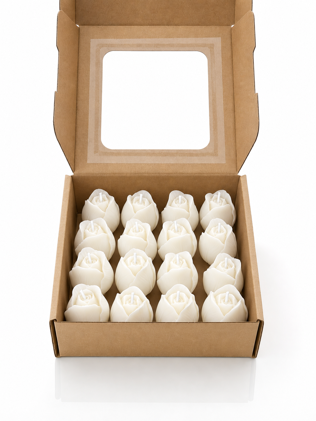 Velas Decorativas en Forma de Rosa (Blancas)