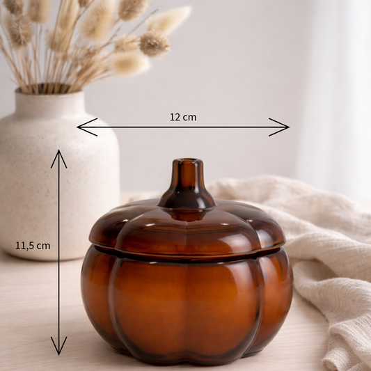 Pumpkin-Shaped Glass Scented Candle, Coconut and Vanilla Fragrance