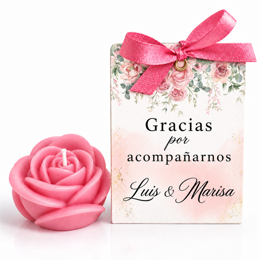 Personalized Rose-Shaped Candles for Weddings, Birthdays, Baptisms (Option 1)