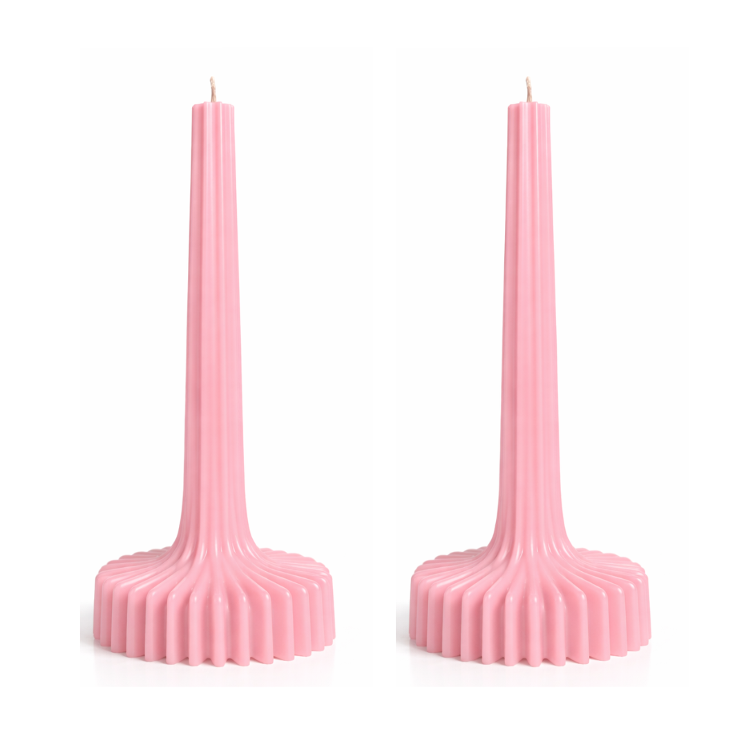 Green ribbed decorative candle
