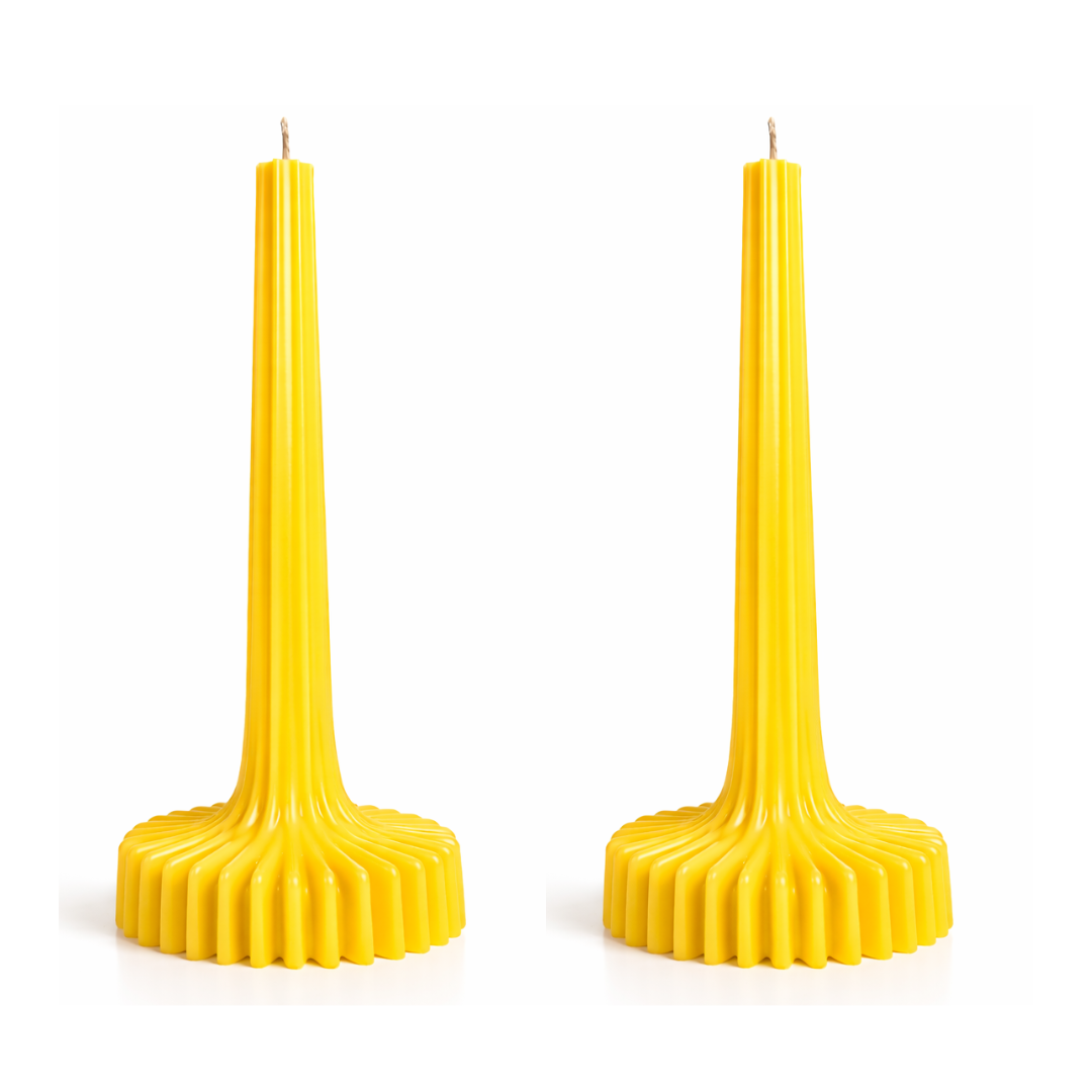 Green ribbed decorative candle