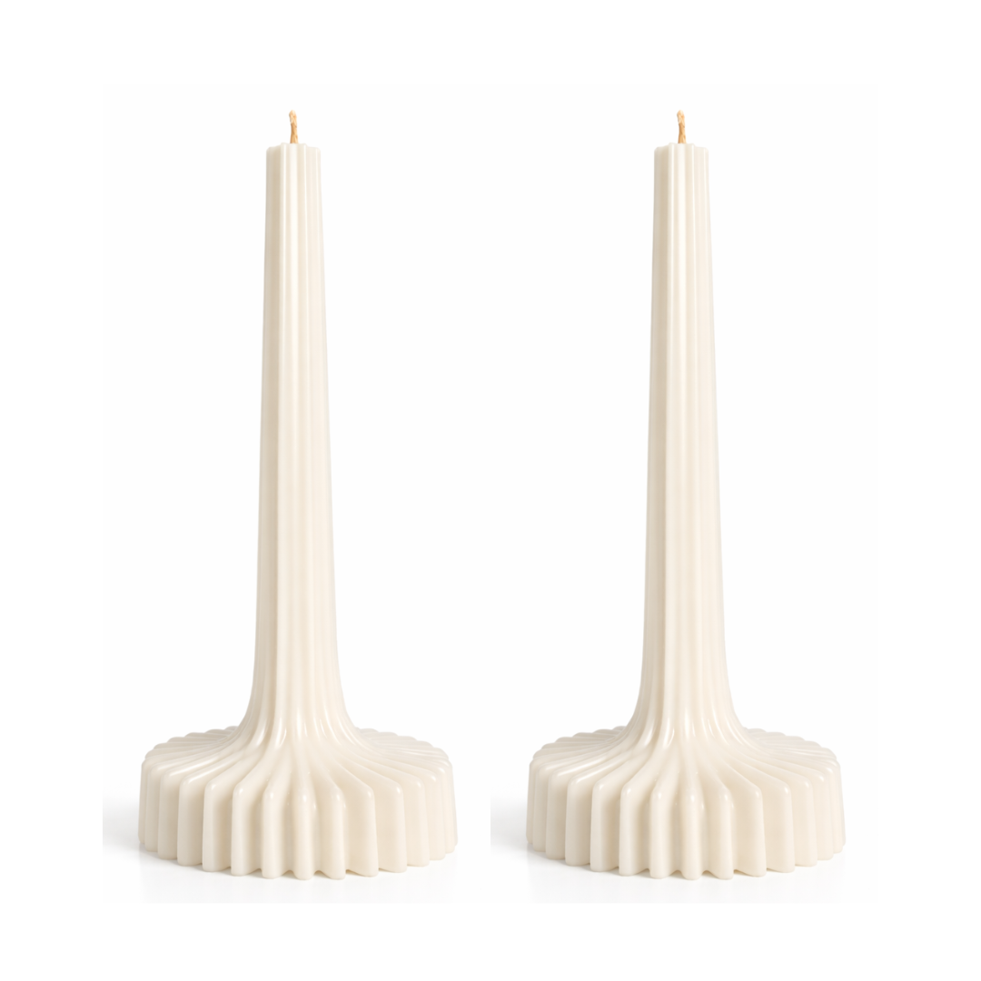 Green ribbed decorative candle
