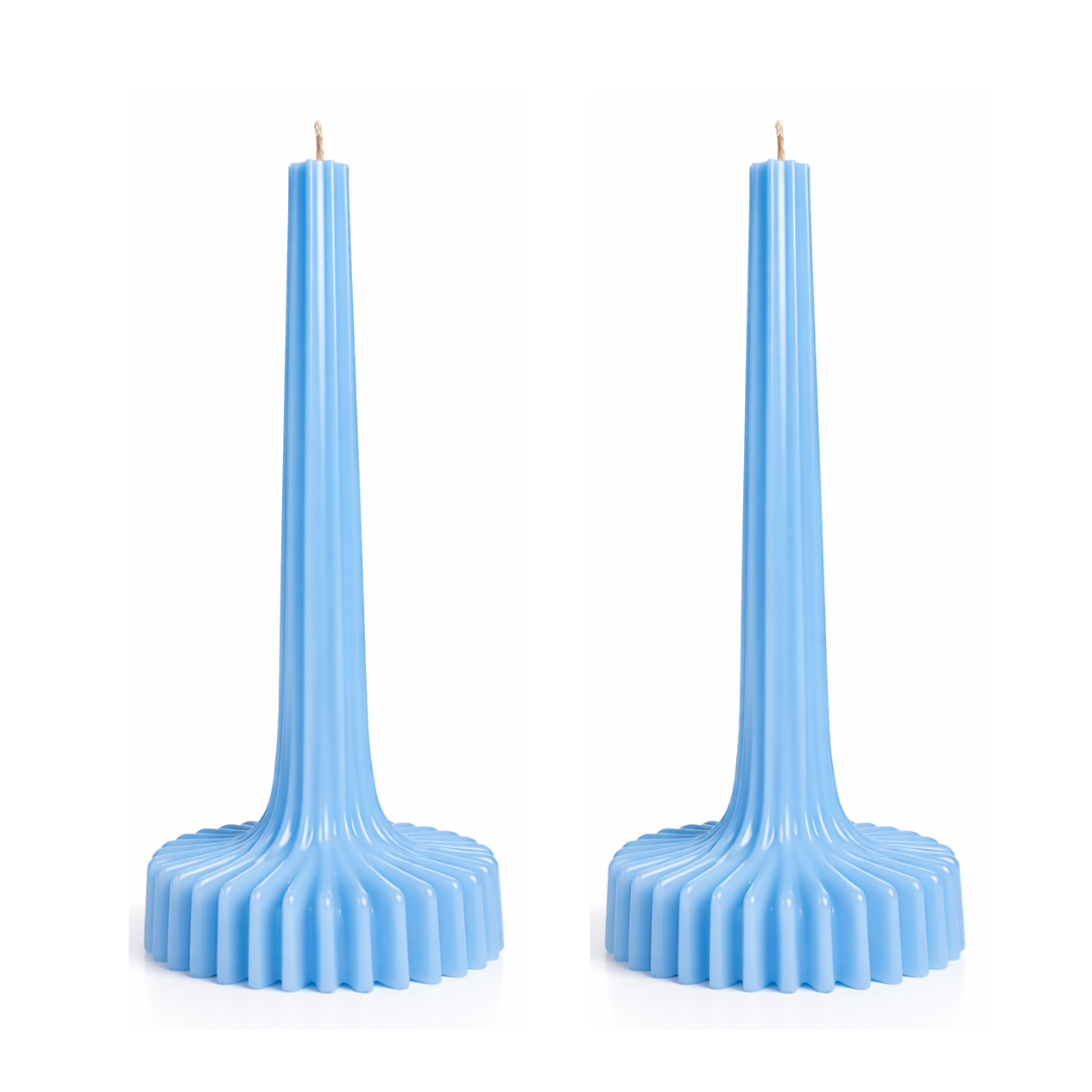 Green ribbed decorative candle