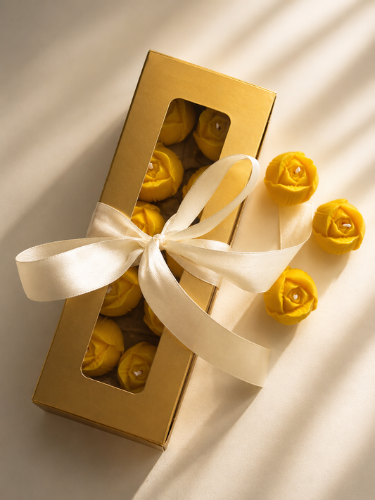Velas Decorativas en Forma de Rosa (Amarillas)