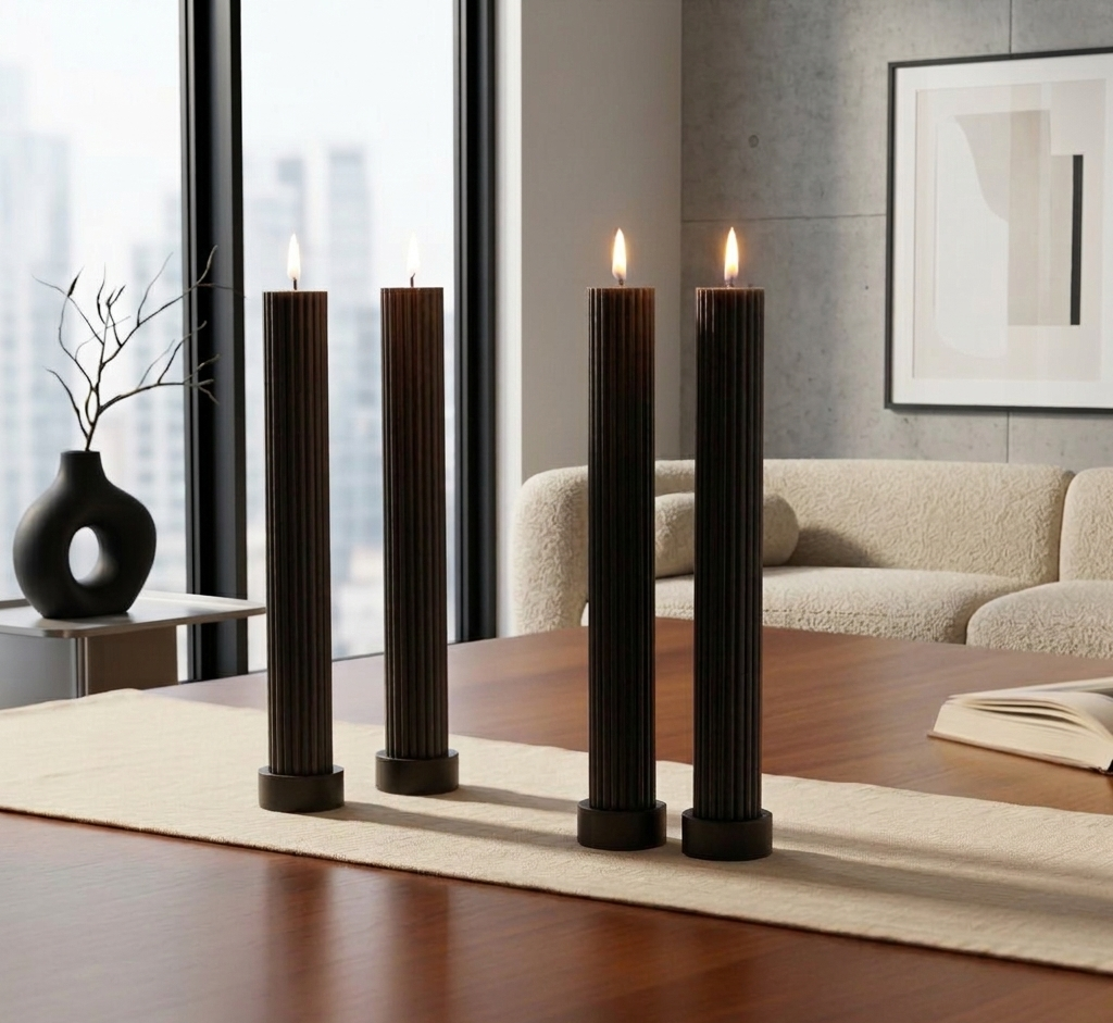 Velas Decorativas Largas Acanaladas