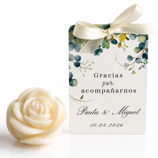 Personalized Rose-Shaped Candles for Weddings, Birthdays, Baptisms (Option 1)