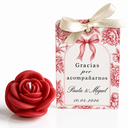 Personalized Rose-Shaped Candles for Weddings, Birthdays, Baptisms (Option 1)