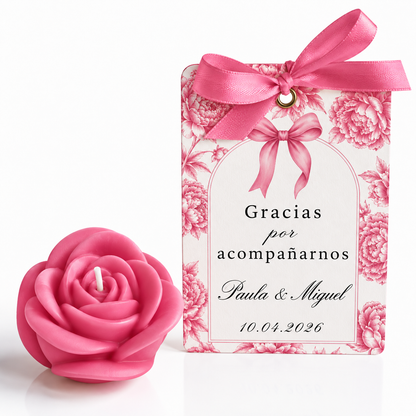 Personalized Rose-Shaped Candles for Weddings, Birthdays, Baptisms (Option 1)
