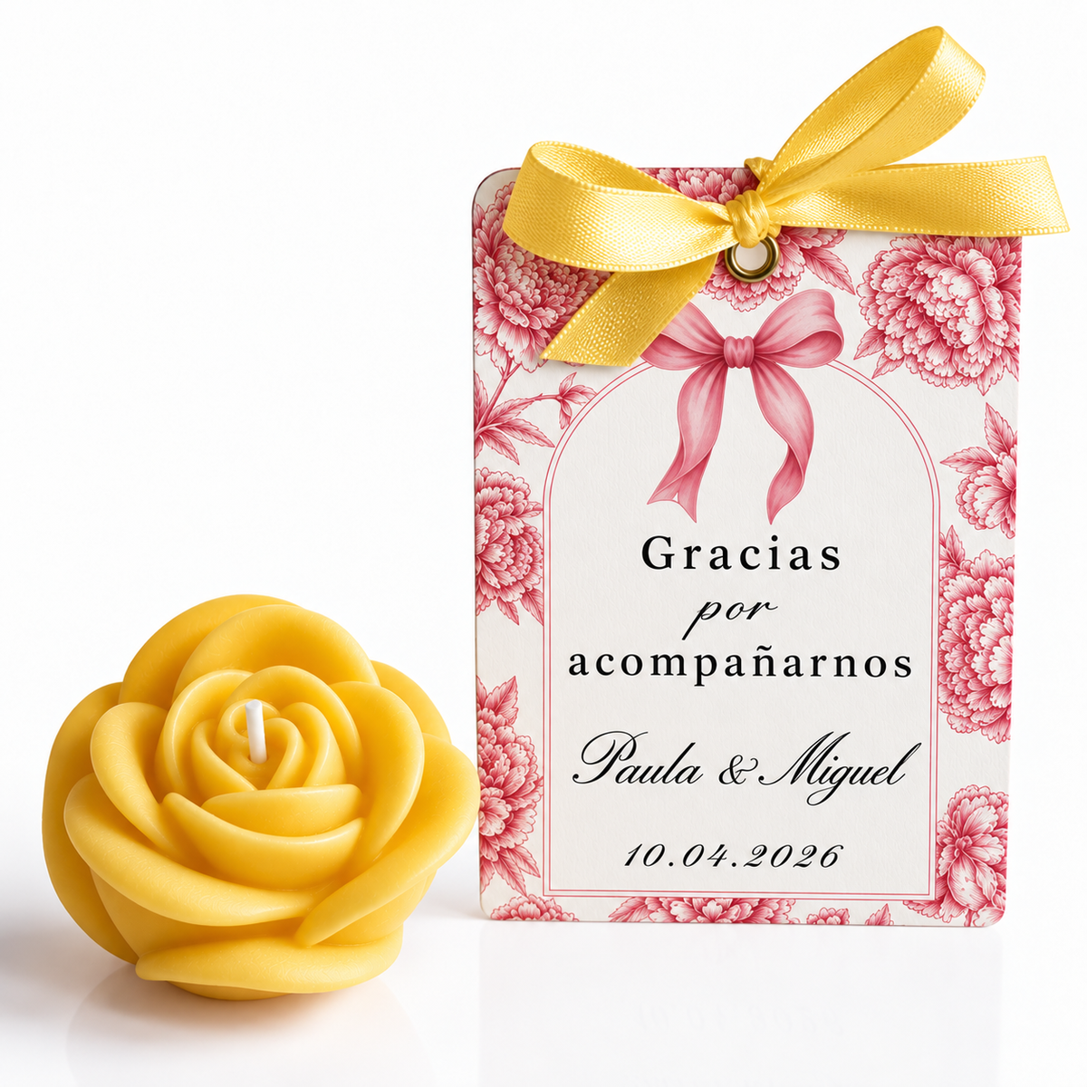 Personalized Rose-Shaped Candles for Weddings, Birthdays, Baptisms (Option 1)