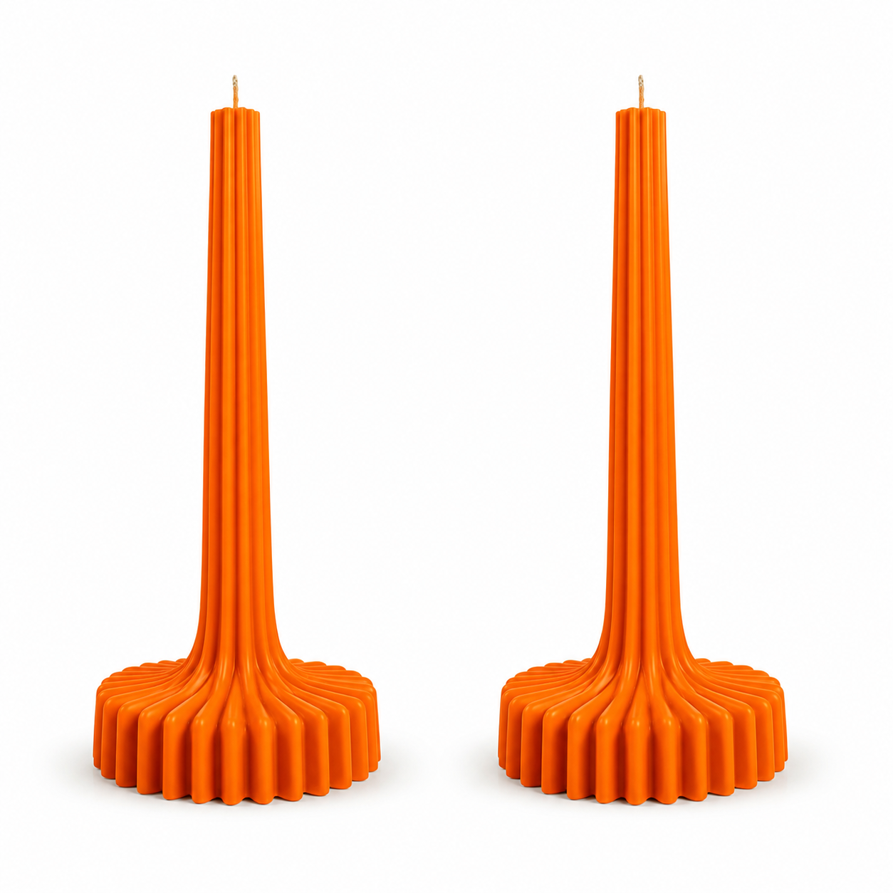 Velas Acanaladas de Diseño Exclusivo (2 unidades, naranjas)