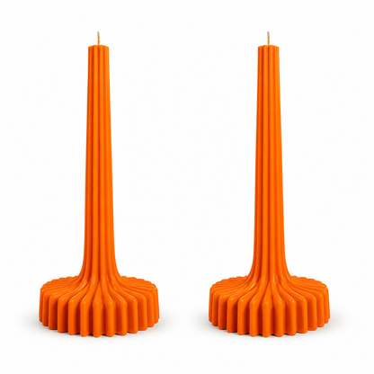 Velas Acanaladas de Diseño Exclusivo (2 unidades, naranjas)