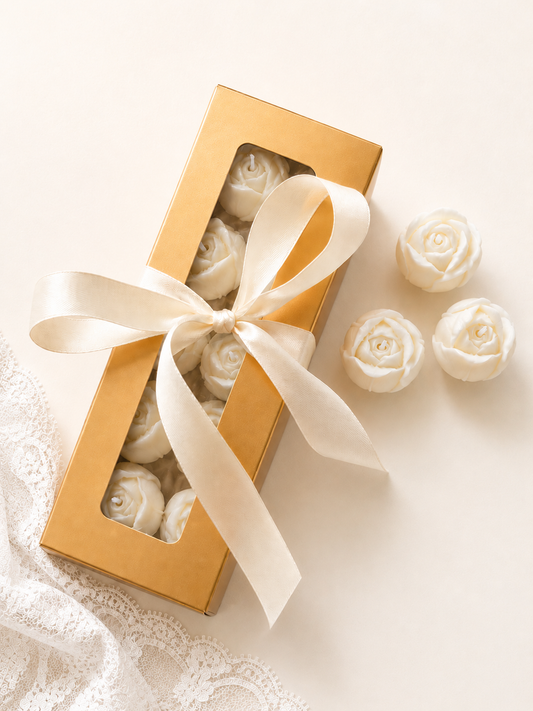 Velas Decorativas en Forma de Rosa (Blancas)