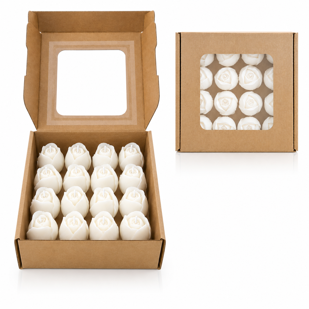 Velas Decorativas en Forma de Rosa (Blancas)