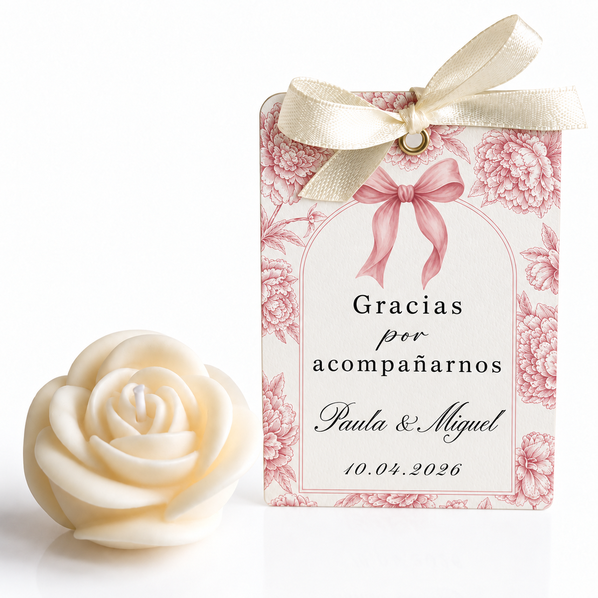 Personalized Rose-Shaped Candles for Weddings, Birthdays, Baptisms (Option 1)