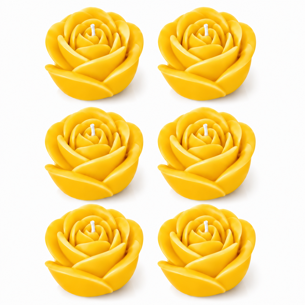 Velas en Forma de Rosa (Amarillas)