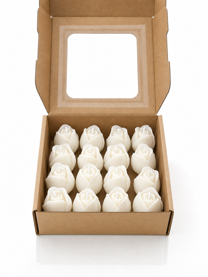 Velas Decorativas en Forma de Rosa (Blancas)