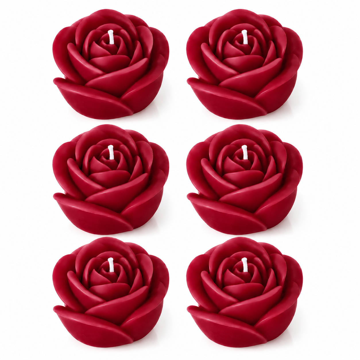 Velas en Forma de Rosa (Rojas)