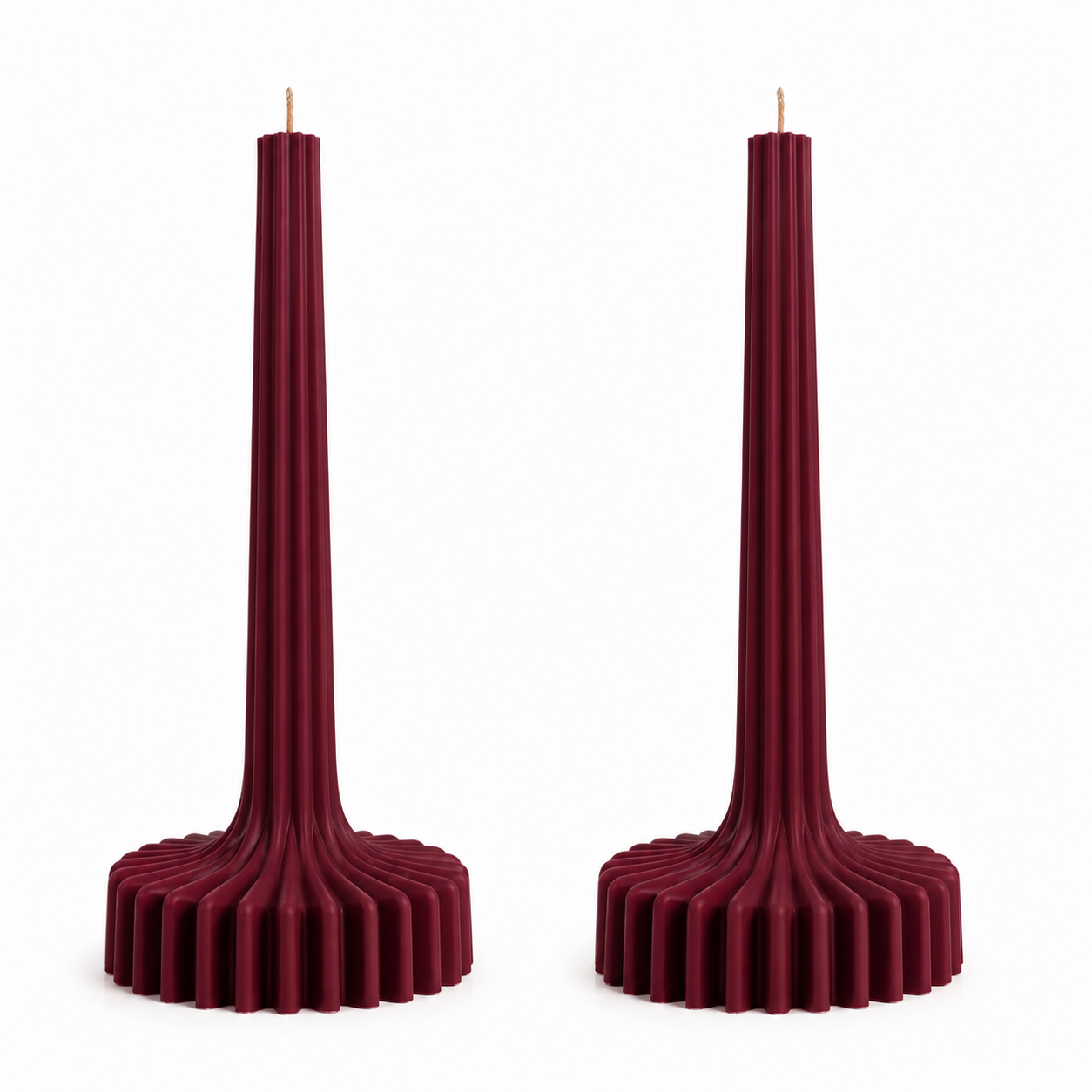 Green ribbed decorative candle