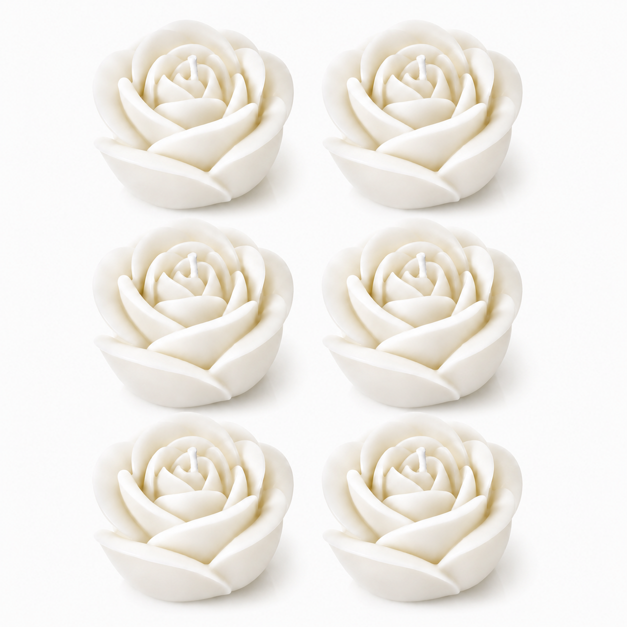 Velas en Forma de Rosa (Blancas)