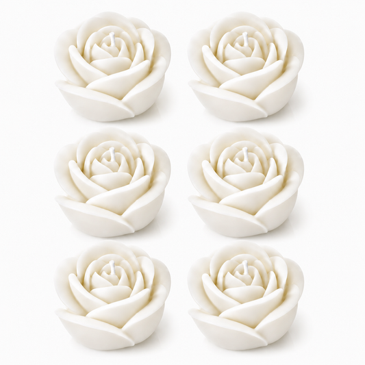 Velas en Forma de Rosa (Blancas)