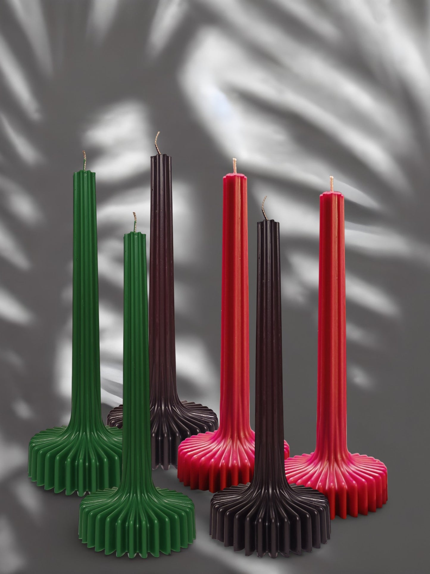 Black ribbed decorative candle