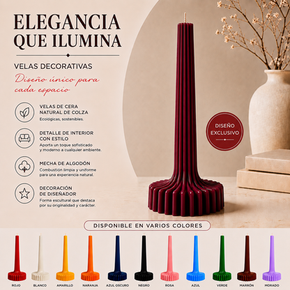 Green ribbed decorative candle
