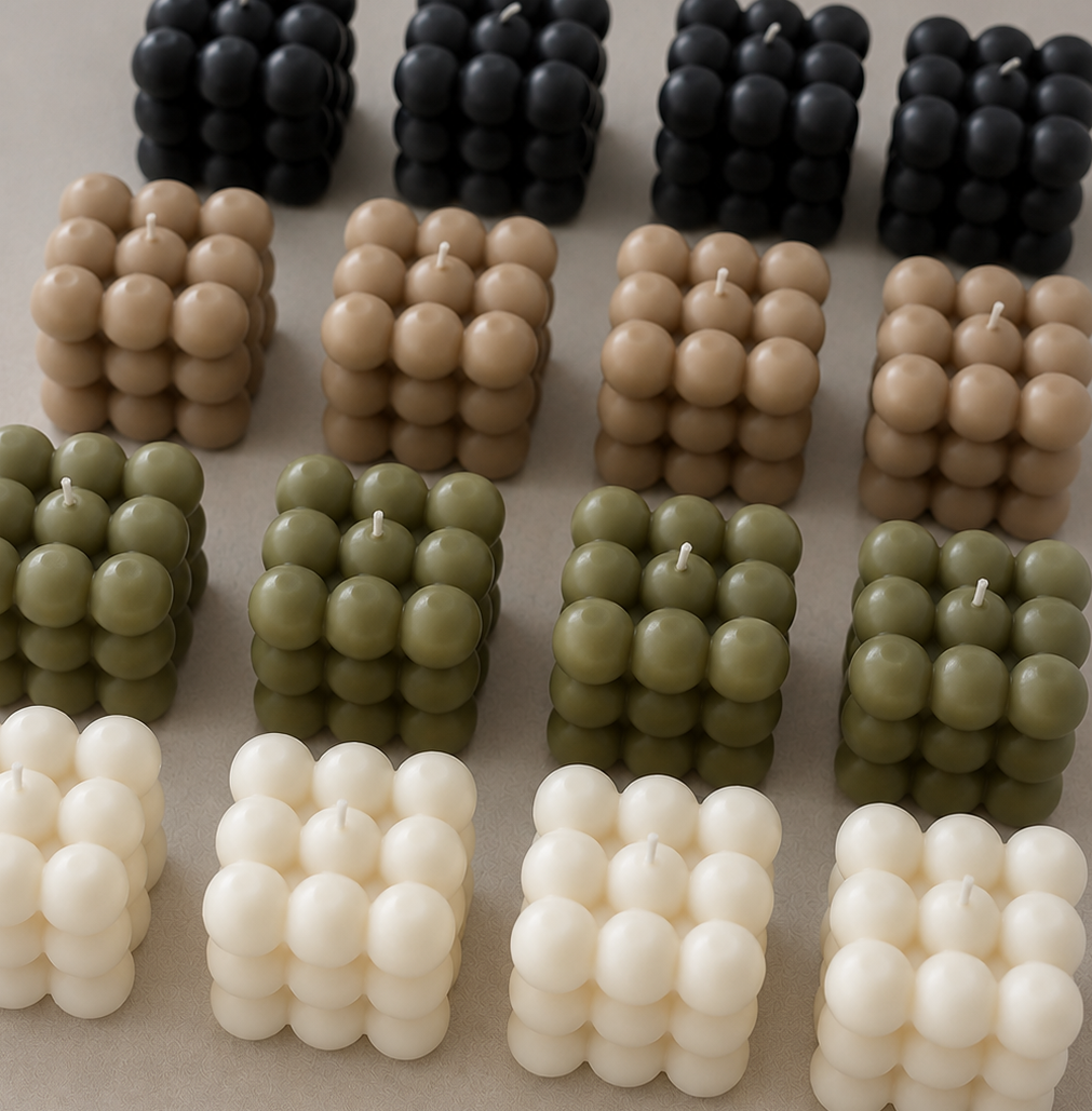 Velas en Forma de Cubo de Burbujas
