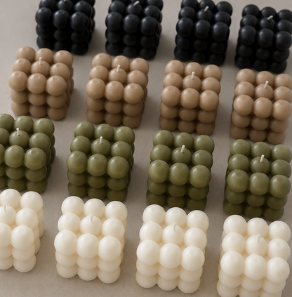 Velas en Forma de Cubo de Burbujas