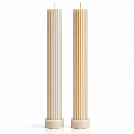 Velas Decorativas Largas Acanaladas (Blancas)