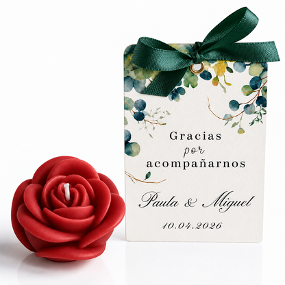 Personalized Rose-Shaped Candles for Weddings, Birthdays, Baptisms (Option 1)