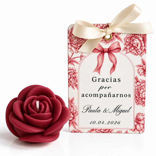 Velas Personalizadas em Forma de Rosa para Casamentos, Aniversários, Batizados (Opção 1)