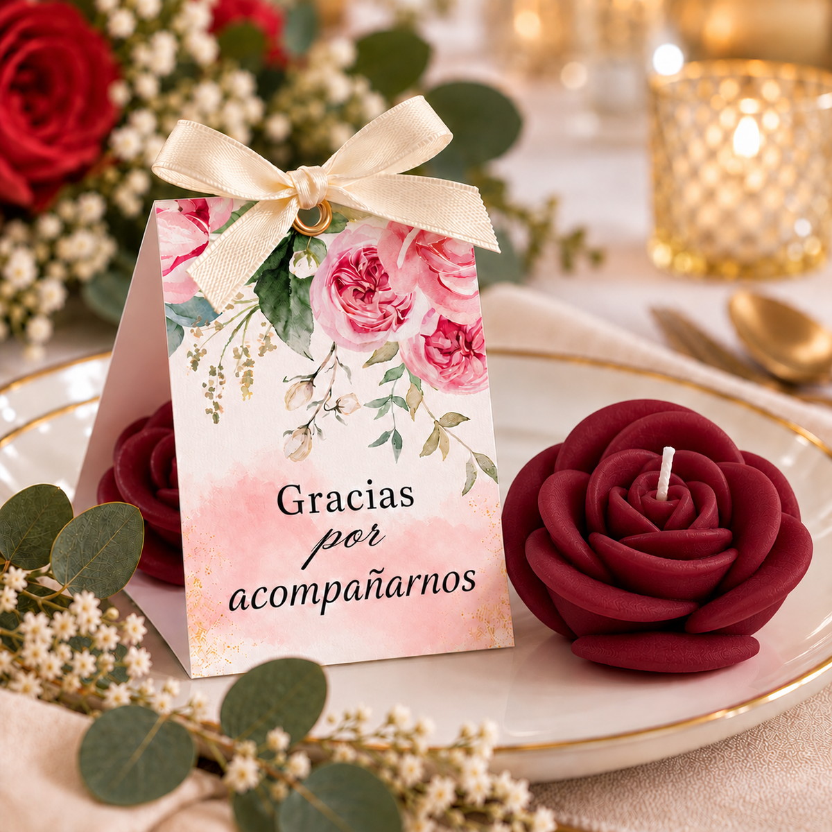 Velas Personalizadas em Forma de Rosa para Aniversários, Aniversários de Casamento (Opção 6)