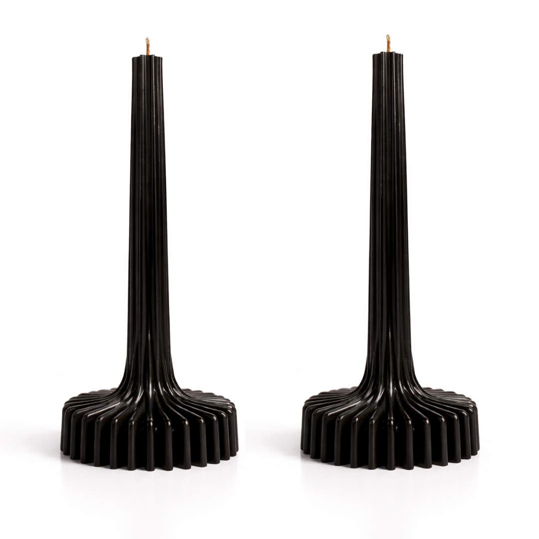 Velas Acanaladas de Diseño Exclusivo (2 unidades, negras)