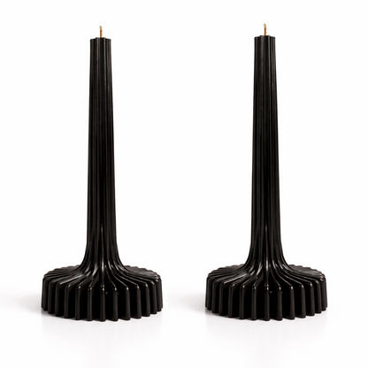 Velas Acanaladas de Diseño Exclusivo (2 unidades, negras)