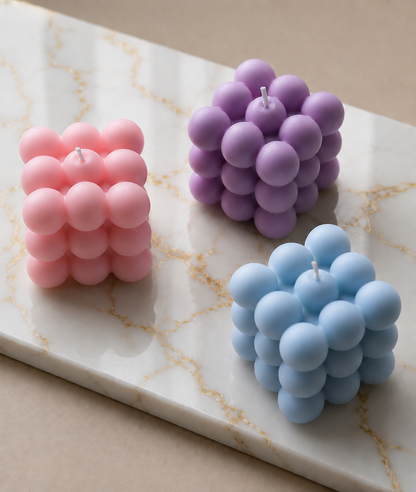 Velas en Forma de Cubo de Burbujas