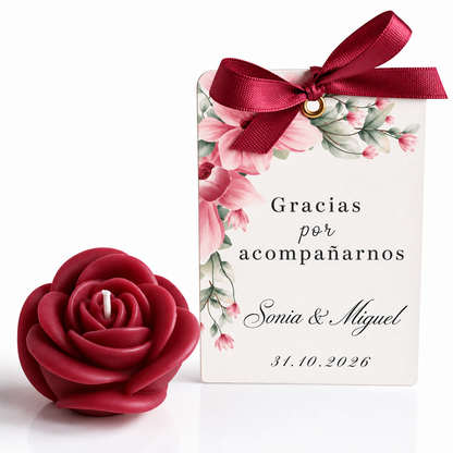 Personalized Rose-Shaped Candles for Weddings, Birthdays, Baptisms (Option 1)