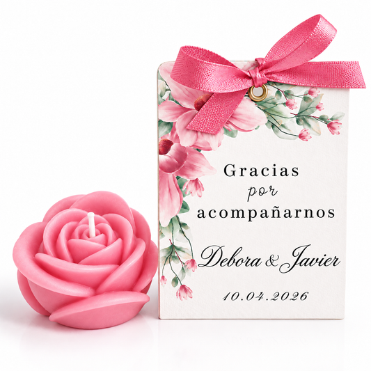 Personalized Rose-Shaped Candles for Weddings, Birthdays, Baptisms (Option 1)