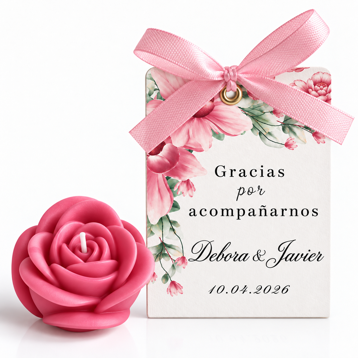 Bougies personnalisées en forme de rose pour mariages, anniversaires, baptêmes (Option 4)