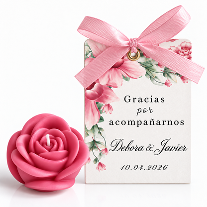 Bougies personnalisées en forme de rose pour mariages, anniversaires, baptêmes (Option 4)