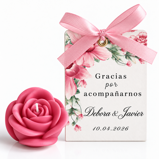 Velas Personalizadas em Forma de Rosa para Casamentos, Aniversários, Batizados (Opção 4)