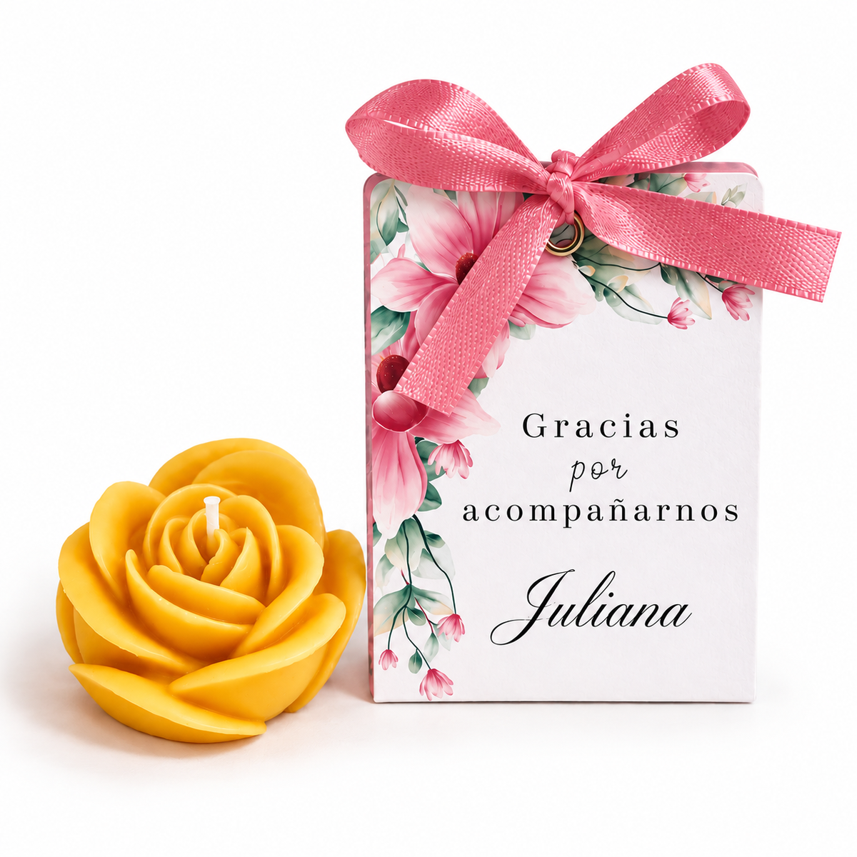 Personalized Rose-Shaped Candles for Weddings, Birthdays, Baptisms (Option 1)