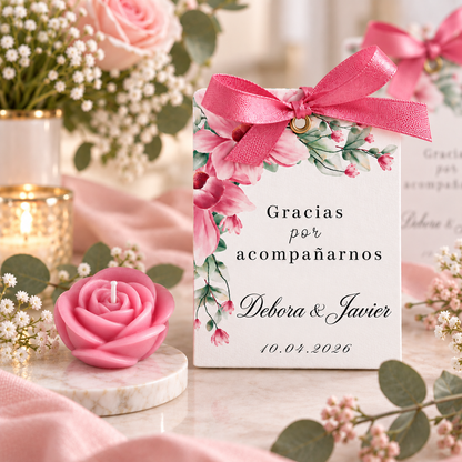 Personalized Rose-Shaped Candles for Weddings, Birthdays, Baptisms (Option 1)