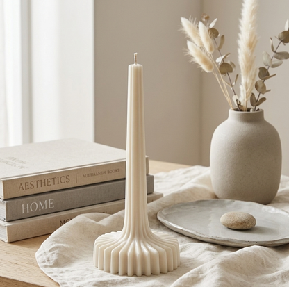 Red ribbed decorative candle