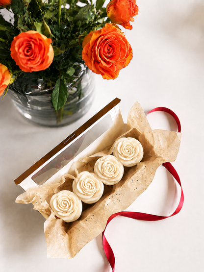 Velas en Forma de Rosa (Blancas)