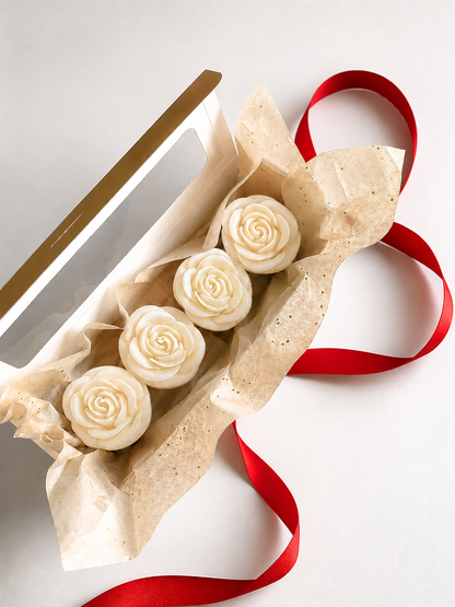 Velas en Forma de Rosa (Blancas)