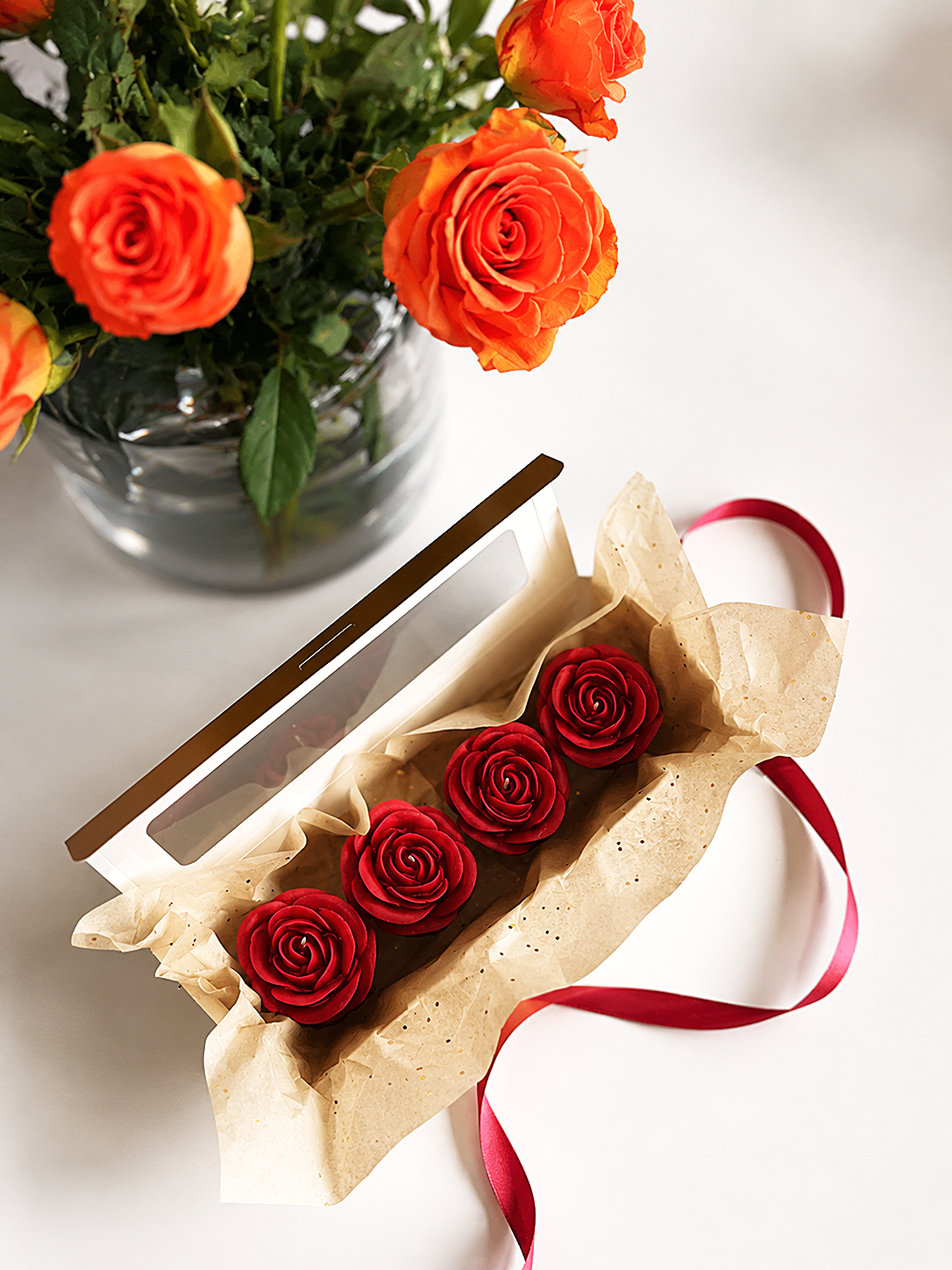 Velas en Forma de Rosa (Rojas)