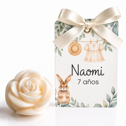 Personalized Rose-Shaped Candles for Weddings, Birthdays, Baptisms (Option 1)