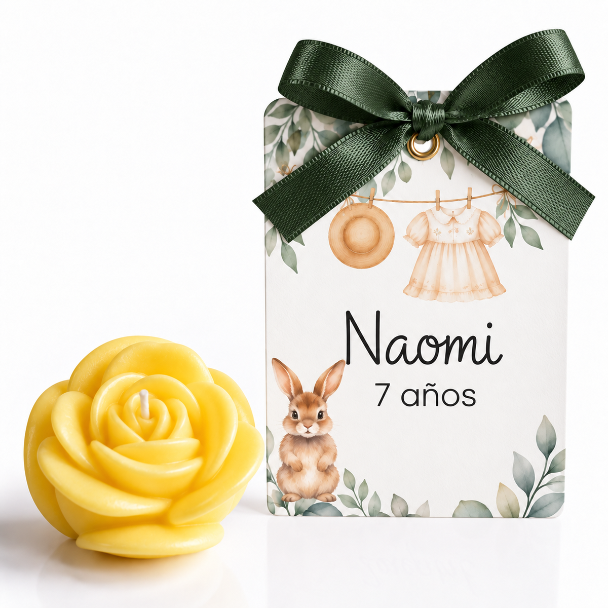 Personalized Rose-Shaped Candles for Weddings, Birthdays, Baptisms (Option 1)