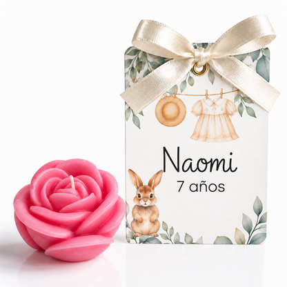 Personalized Rose-Shaped Candles for Weddings, Birthdays, Baptisms (Option 1)