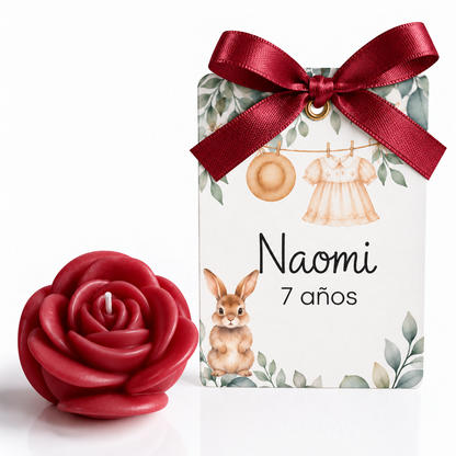 Personalized Rose-Shaped Candles for Weddings, Birthdays, Baptisms (Option 1)